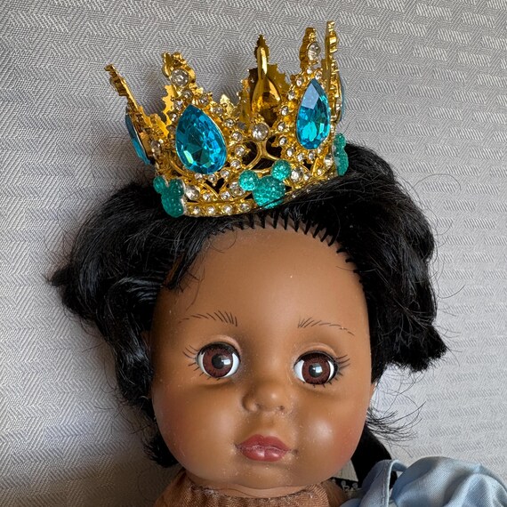 Mini Aqua Gold Crown-Toddler Flower Girl or Doll Crown