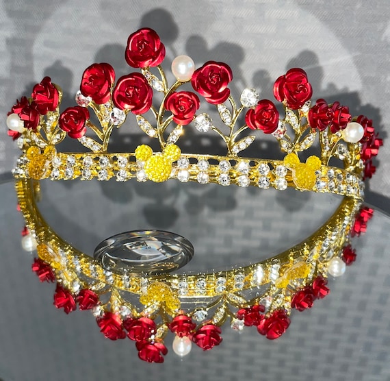 BELLE inspired bridesmaid tiara, Disney inspired wedding, flower girl tiara, hidden mickeys too