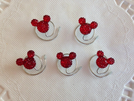 MOUSE EARS Hair Swirls for Disney Wedding in Dazzling Bright Red Acrylic