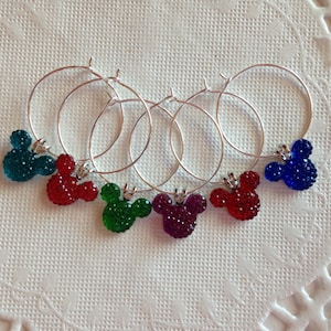 Pastel Jewel Mauseohren Anhänger: Weinrotes Wein Marker Set, 6er Set