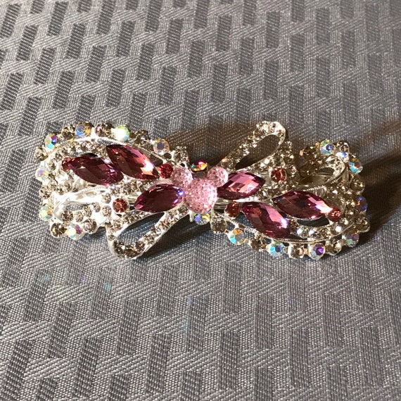 Disney Inspired Barrette-Dapper Days-Rhinestone Hair Accessory-Bachelorette Party-Bridal Shower Gift-Engagement Party-Shades of Pink