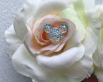 Disney Hochzeit Haarkamm: Weiße Rose, versteckter Micky Brautschmuck