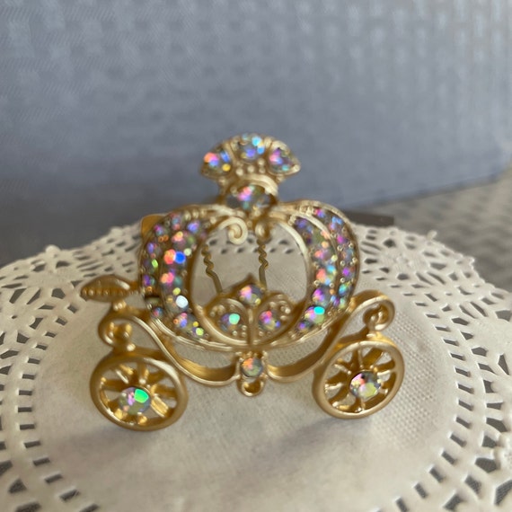 Cinderella Carriage Hair Pin, Golden Setting, Disney Inspired Wedding, Bridesmaids, Flower Girls, Birthday Party (Set of 2)