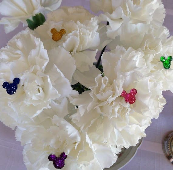 4 Hidden Mickey Flower Pins-Bouquet Pins-Disney themed Wedding-Floral Pins Bouquet Picks-Multi Colors of Your Choice