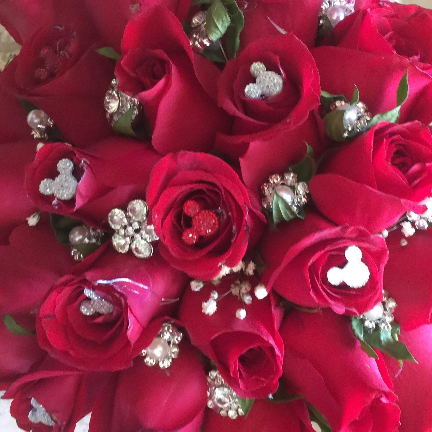 Disney Wedding-hidden Mickey Bouquets-fairy Tale Reception  Centerpiece-mouse Flower Picks Corsage-floral Pins-flower Post-clear ABQTY  12 