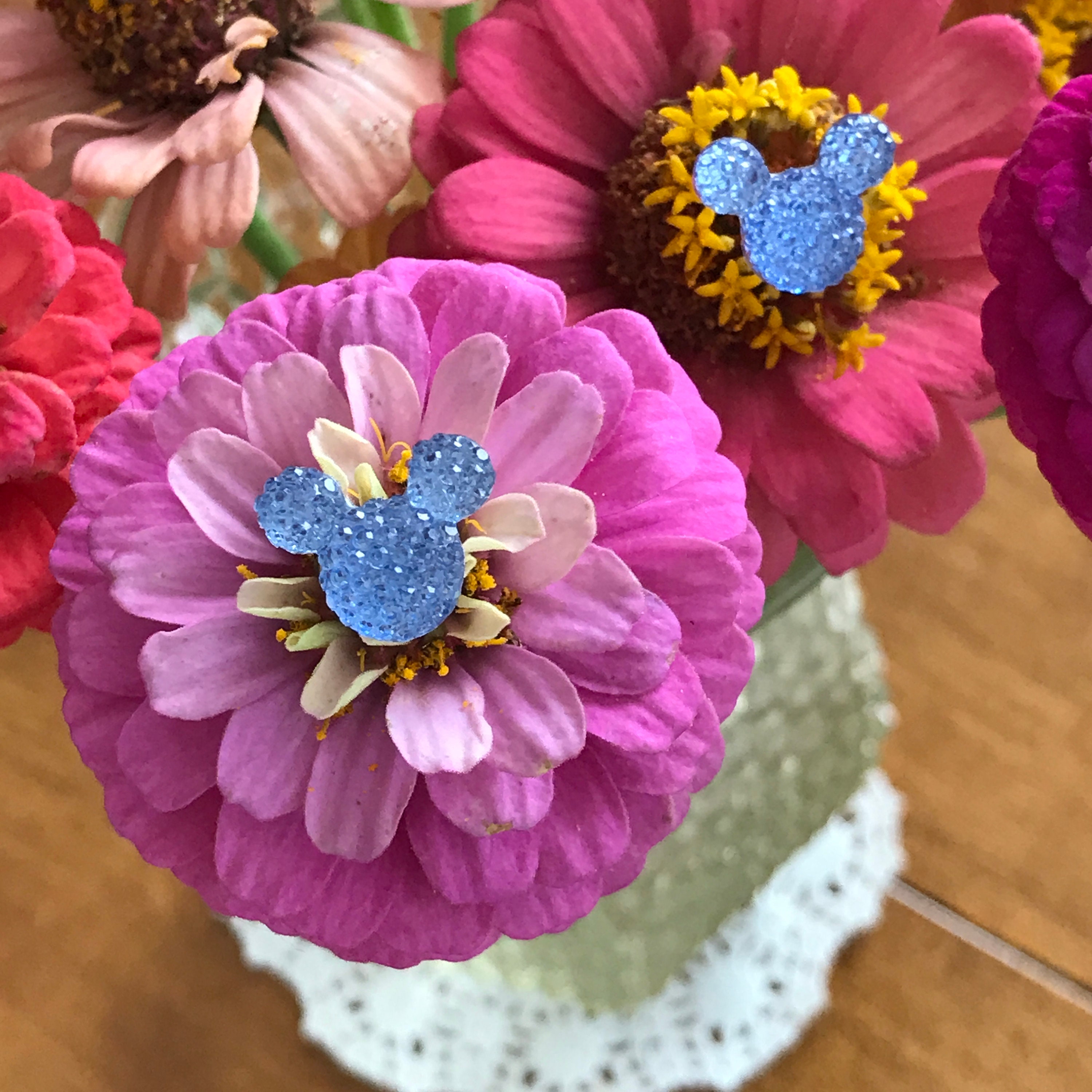 HIdden Mickey Flower Picks-Powder Blue (New Color)-Disney Wedding Bridal  Party Bouquet Pins (Qty 12)-Cinderella Blue