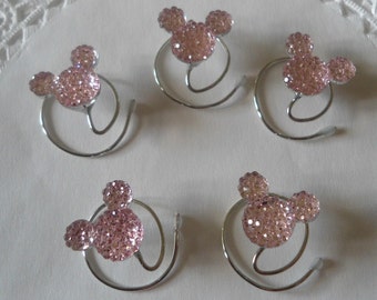 MOUSE EARS Hair Swirls for Disney Wedding-Pale Baby Pink Acrylic-Tinker Bell Gift-Flower Girl-Cinderella Gift