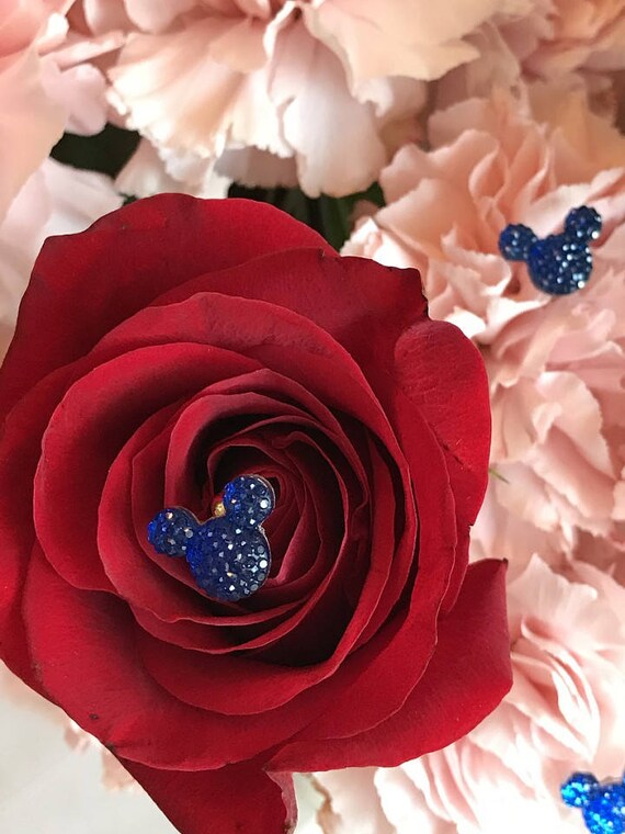 Hidden Mickey Flower Pins-Disney Inspired-Mouse Ears Bouquet Pins-Wedding  Flower Picks-Floral Pins-Flower Posts-Royal Blue-Qty 6