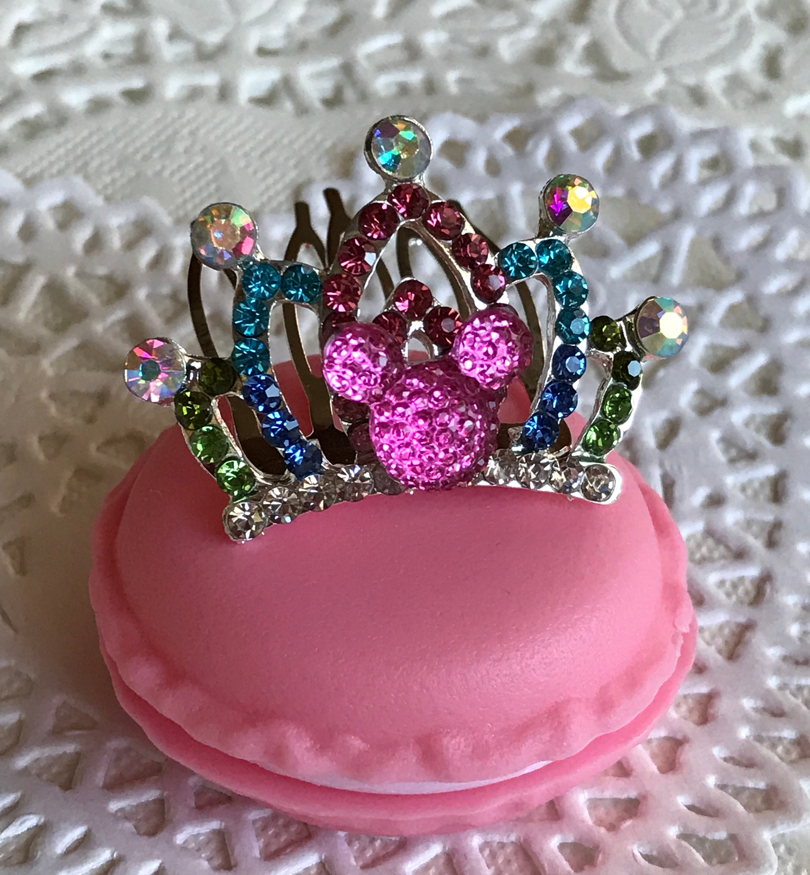 Bright Pink Hidden Mickey Mini Tiara Disney Wedding Flower Girl