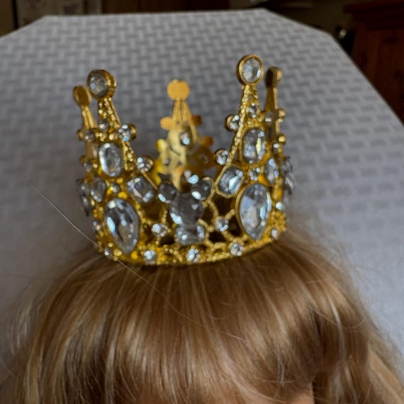 Child or Doll Mini Crown, Disney Flower Girl, Doll Collector, Mickey Birthday Party, Princess Gift, Golden Diadem,  Mistress of Evil Costume
