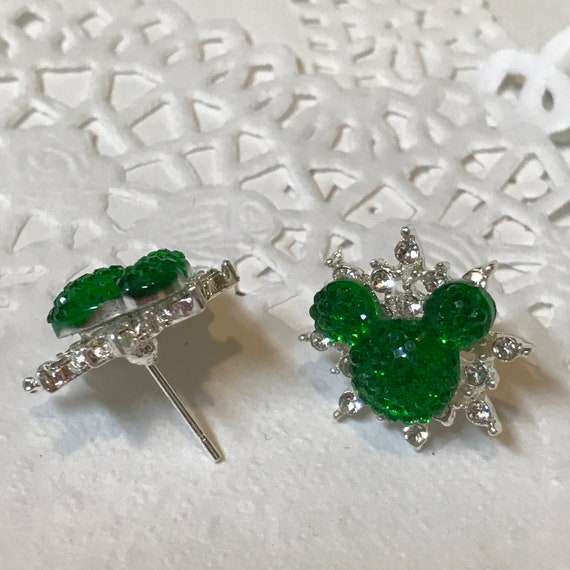 Celestial Star Mickey Pierced Earrings-Star Snowflake-Christmas Green Mouse-Disney Inspired Wedding