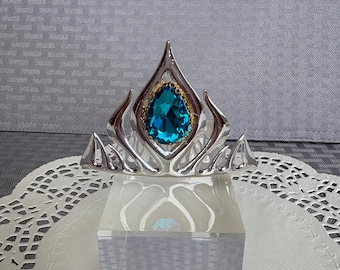 Mini pente Elsa para daminha de honra da Disney, ideal para cosplay, festa de aniversário com tema do Mickey e decoração de cabelo infantil nas cores azul-turquesa, prata e dourado.