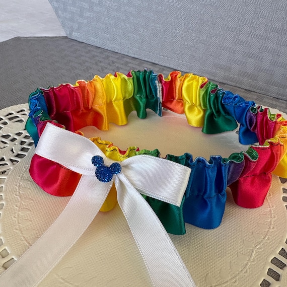 Disney Wedding Rainbow Garter with Mickey Mouse Charm
