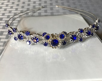 Disney flower girl headband, fairytale wedding, Disney fanatic, royal blue and silver, Cinderella gift, dapper days