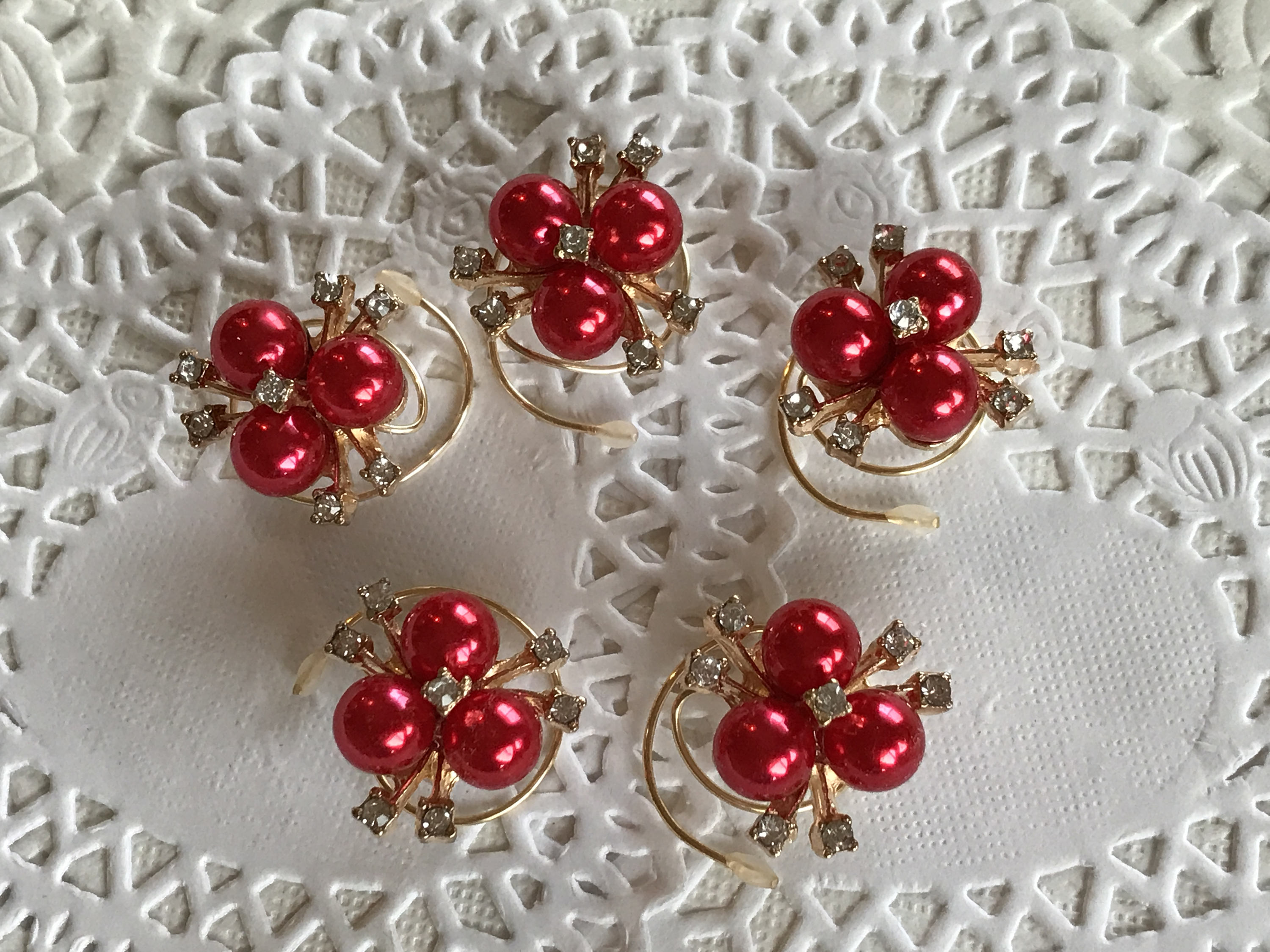 Ballroom Dancer Hair Swirls Bridesmaids Rhinestones Pearls Hair