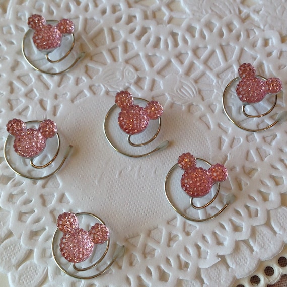 6 MOUSE EARS Hair Swirls-Disney Wedding-Baby Pink Cinderella Gift- Hair Coils-Hidden Mickeys