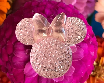 Minnie mouse flower pins, Disney wedding bouquet flower picks, mouse ears bouquet posts, baby pink shower centerpiece