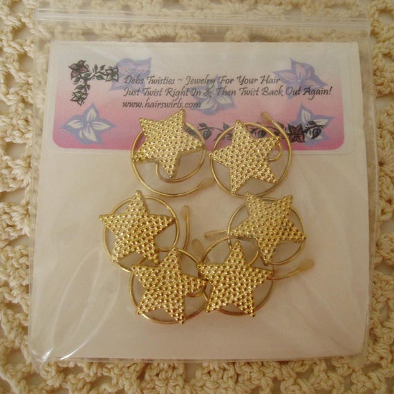 Hair Spins, Tiny Gold Tone Stars, Coils, Twists, Celestial Spins, Spirals