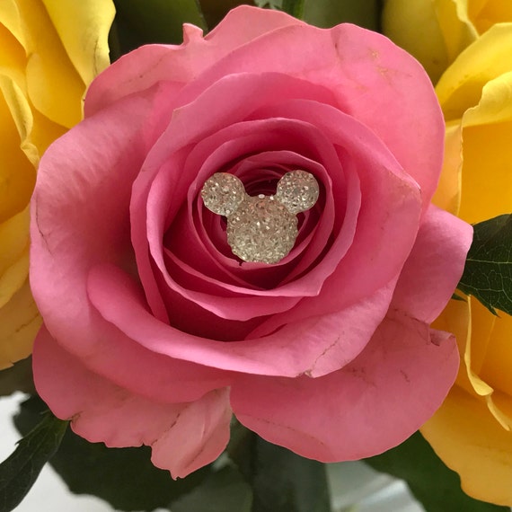 Mickey flower pins, Disney wedding bouquet flower picks, Original creator of hidden mouse ears  bouquet picks, crystal clear or choose color