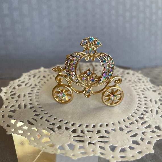 Cinderella Carriage Hair Pin, Golden Setting, Disney Inspired Wedding, Bridesmaids, Flower Girls, Birthday Party (Set of 2)