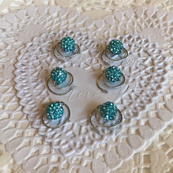Prom Disco Ball Hair Swirls,Spins,Spirals, Twist-Aqua Sparkles Ballroom Dancing