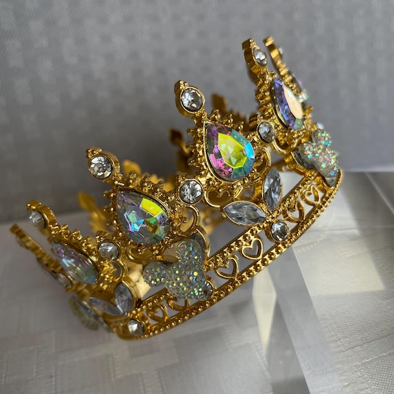 Mini Crown for Child or Doll, Golden Diadem, Costume Accessory