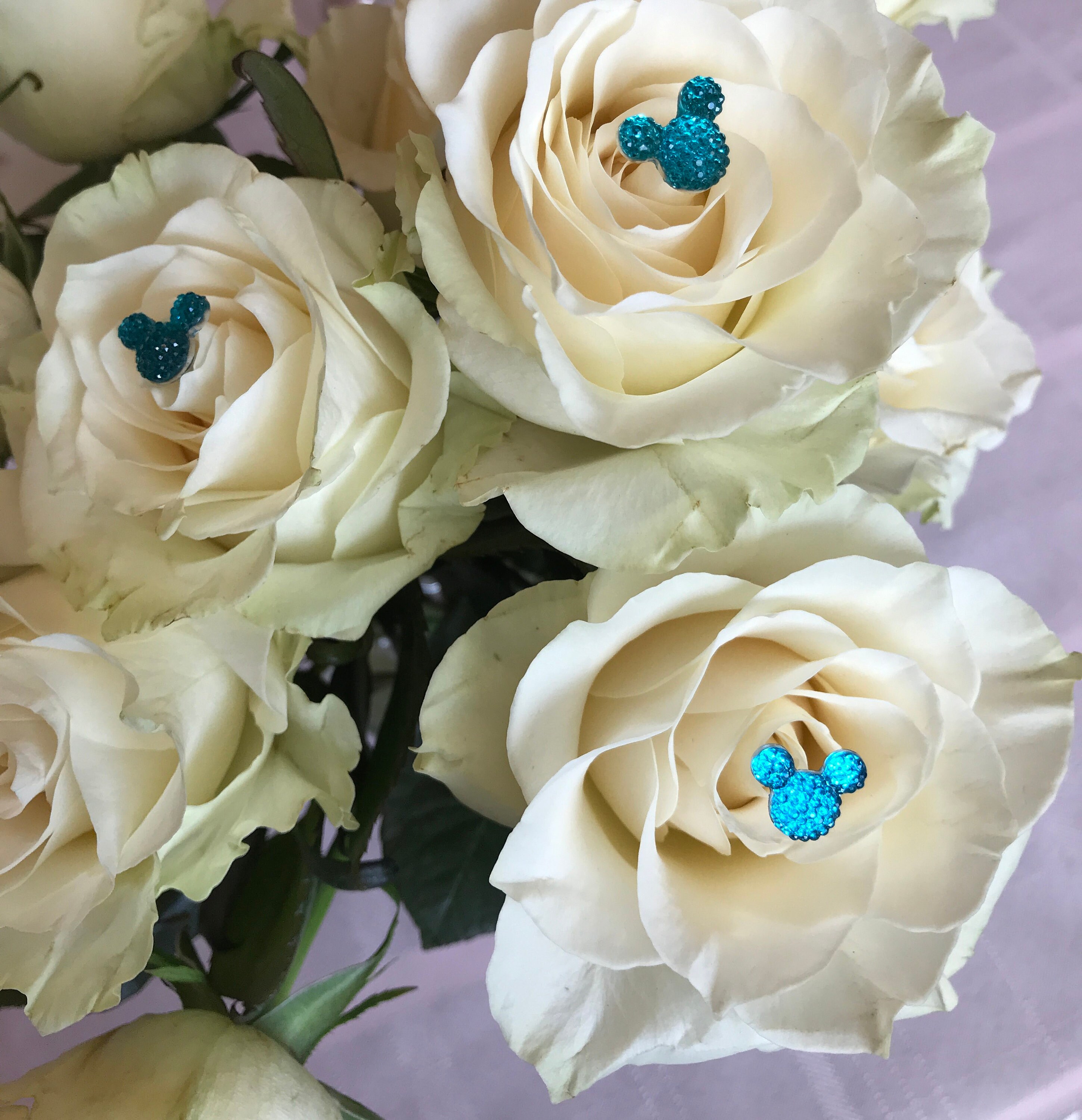 Hidden Mickey Bouquet Pins-Disney Inspired Wedding Centerpiece Pins-Floral  Picks-Fairy Tale Wedding Flower Pins-Bright Aqua or Choose Color