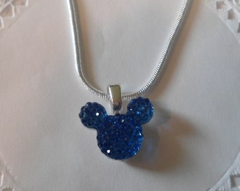 Mickey MOUSE EARS Necklace-Disney Themed Wedding Party-Royal Blue Acrylic-Cinderella Gift