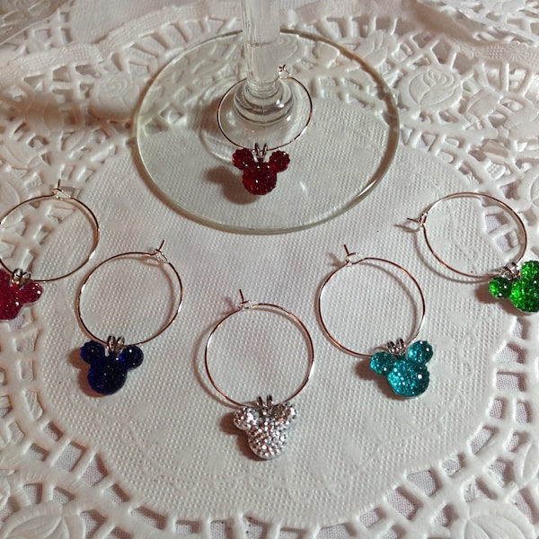 Mouse Ears Wine Charms-Disney Themed Shower Party-Wedding Gift-Box Included FREE