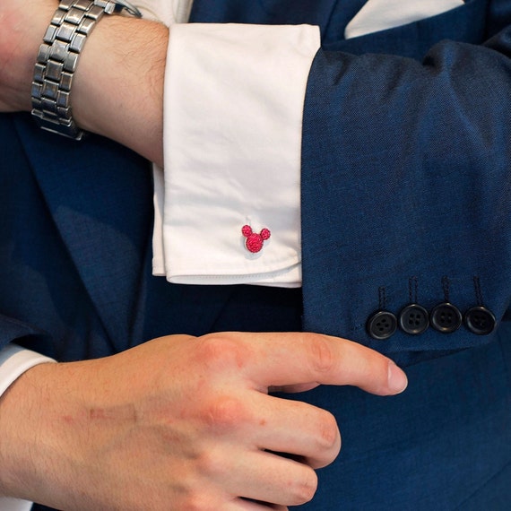 MOUSE EARS Cufflinks for Wedding Party in Dazzling Red Acrylic Gift Box Included FREE