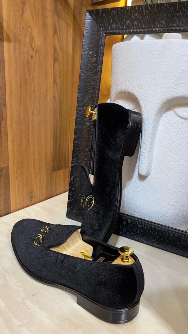 custom monogram mens velvet dress shoes for weddings