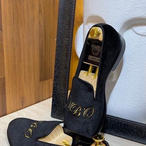 elegant black velvet loafers for groom and groomsmen