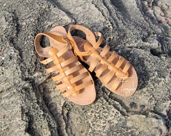 Sandali di cuoio greco Spartan - Unisex greci Sandali, sandali fatti a mano in vera pelle, sandali eleganti - "Bacco"