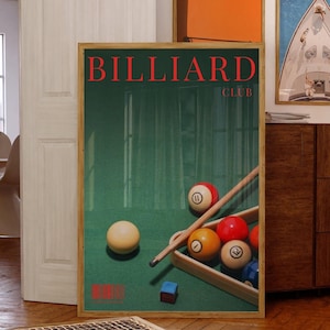 Stampa biliardo retrò, stampa palla da biliardo verde, decorazione dopamina, arte casinò, arte di lusso, decorazione funky, arte biliardo, decorazione denaro, arte poker