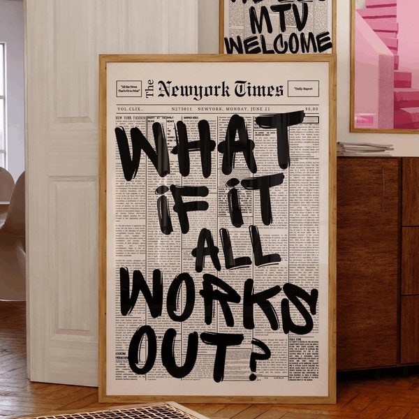 Positive Quote Newspaper Print: Black & White Dorm Decor (Digital Download)