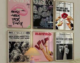 Preppy Girly Magazine Cover Art Prints: Retro Disco Set (Digital Download)