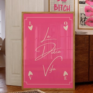 Jeu de cartes tendance, impression porte-bonheur, art mural girly, décoration de dortoir, oeuvre d'art rose rouge, décoration dopamine, tirages preppy, rose, impression rétro