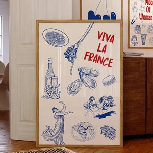 レトロなフランスのポスター、70年代のウォールプリント、食品プリント、線画、ドーパミン装飾、トレンディなキッチン装飾、タイポグラフィポスター、ビンテージアート、ワインプリント
