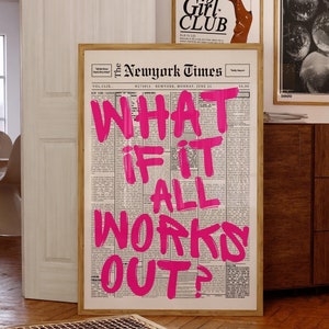 Pink Positive Quote Print Newspaper Girly Dorm Decor Apartment Aesthetic Print Bathroom Affirmation Art Preppy Pink Wall Art Motivational