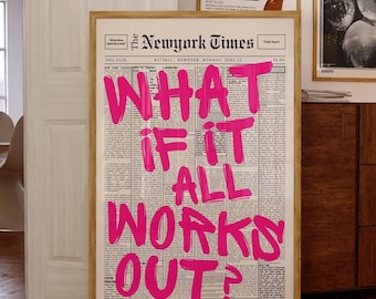 Pink Newspaper Print: Positive Quote Dorm Decor (Digital Download)