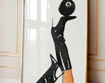 Black Heels & 8 Ball Print: Retro Fashion Poster (Digital Download)