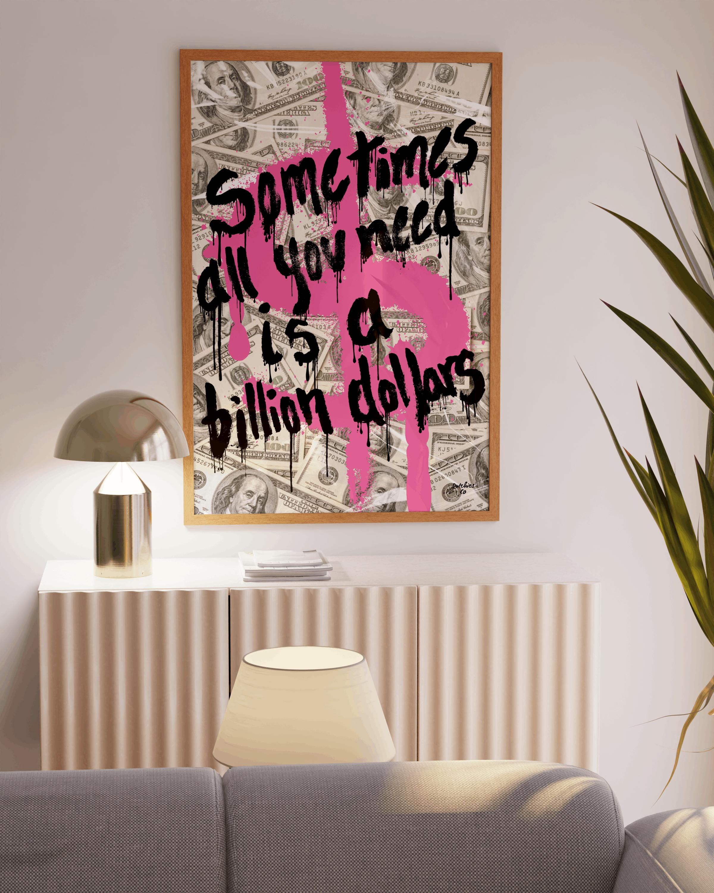 money-poster-typography-print-70s-print-pink-bedroom-decor-bathroom