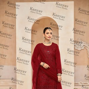 Beautiful Embroidered Kurtis With Pant And Dupatta Set Designer Kurta Set Salwar Kameez Dress Net Kurta Set, 3 Piece Set Free Shipping Dress