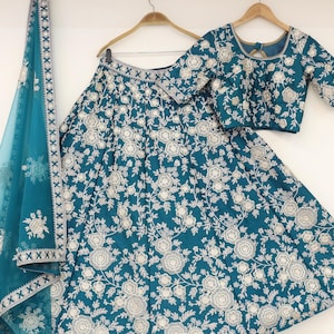 Art Silk Rust Lehenga Choli With Dupatta Indian Designer Party Wear Lehenga Choli For Women Sequence Work Choli Blue Bridal Wear Lehenga