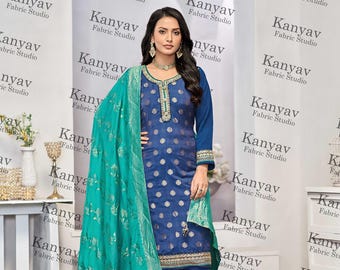 Traje palazzo shalwar kameez bordado, vestimenta pakistaní e india