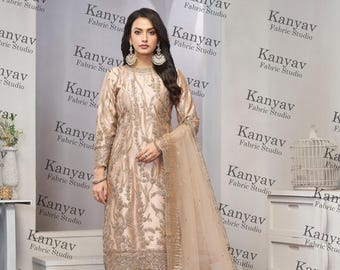 Traje palazzo salwar kameez bordado: atuendo para fiestas de bodas indias