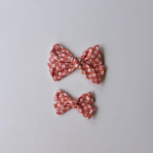 Blue Gingham Cotton Hair Bows – Classic Checkered Bow Clips for All Ages, Country-Inspired Hair Accessories