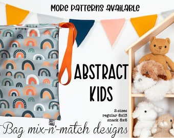 Kids Abstract patterns-waterproof, reusable, zippered, food safe, wet bag. A must for everyone (including the dog). BUY 3 get a 4th one FREE