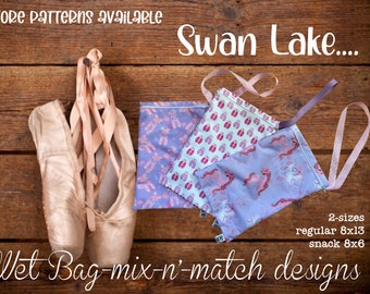 Swan Lake Ballet- waterproof, reusable, zippered, food safe, wet bag. A must for everyone (including the dog). BUY 3 get a 4th one FREE