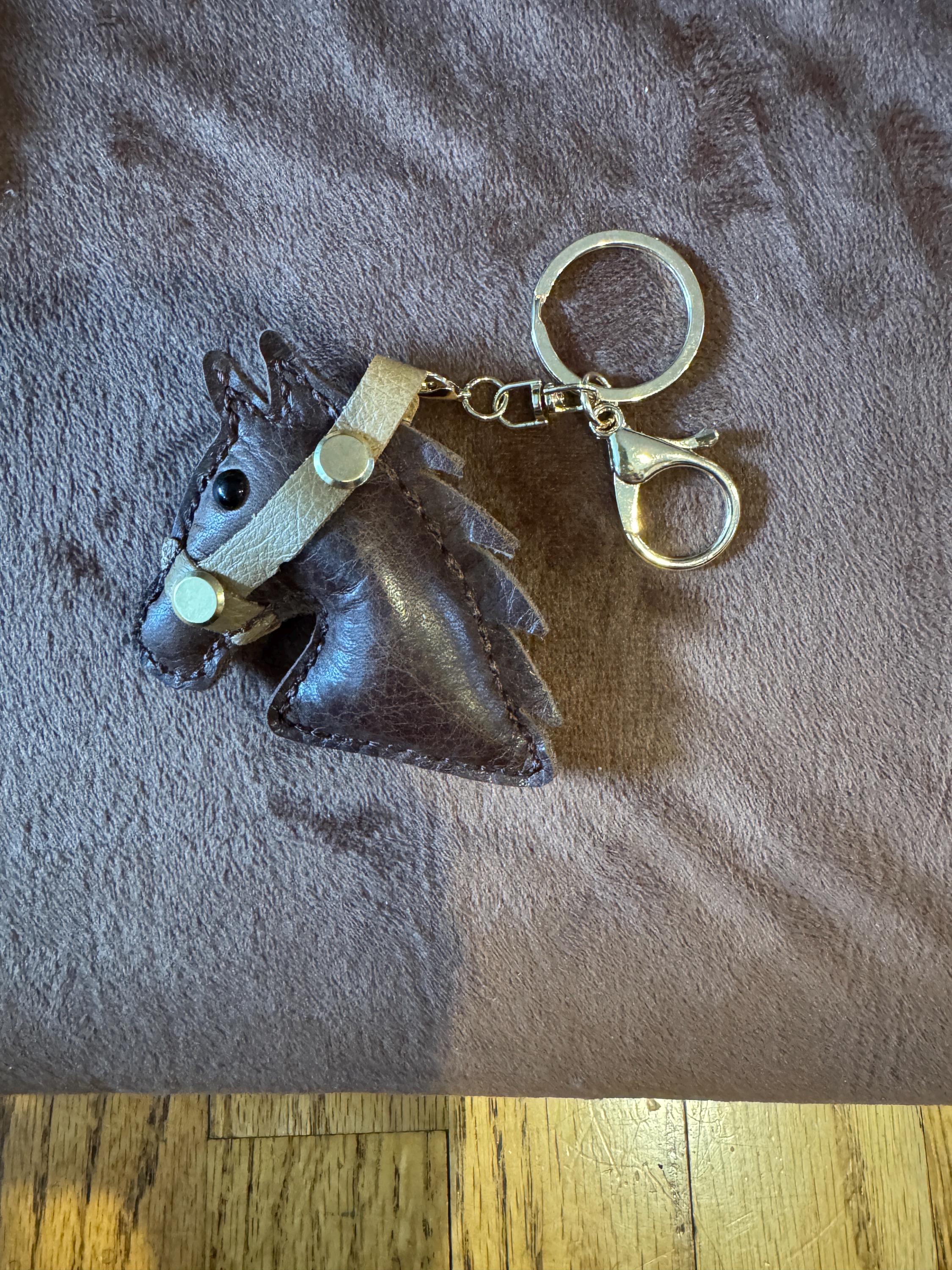 Leather Horse Head Keychain - Custom Equestrian Charm ...